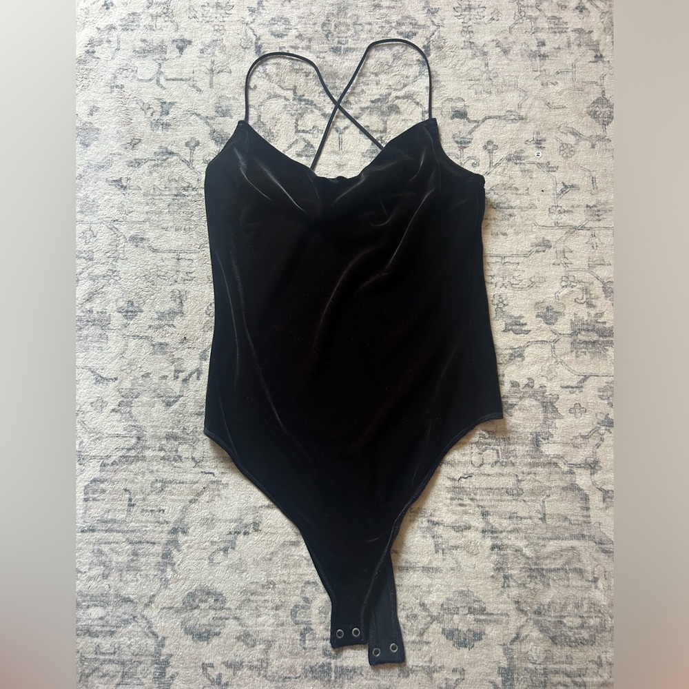 Abercrombie Black Velvet Bodysuit small